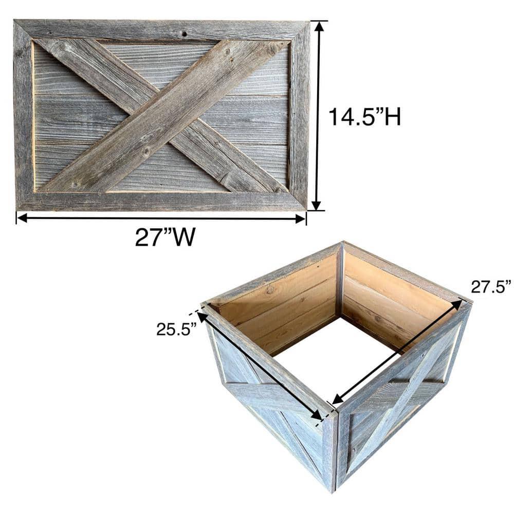 Farmhouse Deluxe 27 in. W x 14.5 in. H, 37 in. Dia, Weathered Gray Decorative Christmas Tree Box Collar
