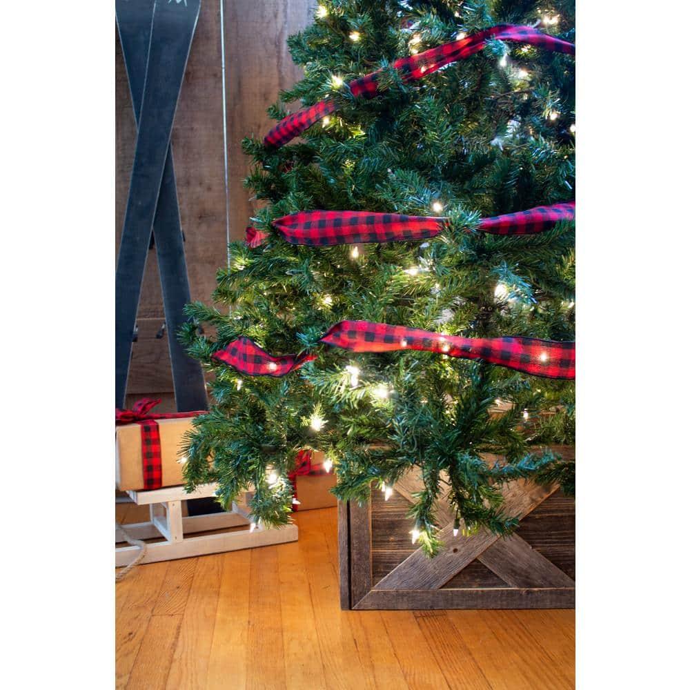 Farmhouse Deluxe 27 in. W x 14.5 in. H, 37 in. Dia, Weathered Gray Decorative Christmas Tree Box Collar