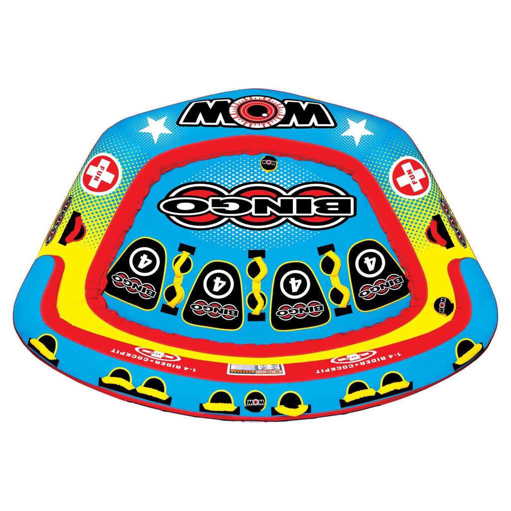 WOW World of Watersports 14-1080 Bingo 4 Inflatable, Secure Cockpit Seating Towable, Front and Back Tow
