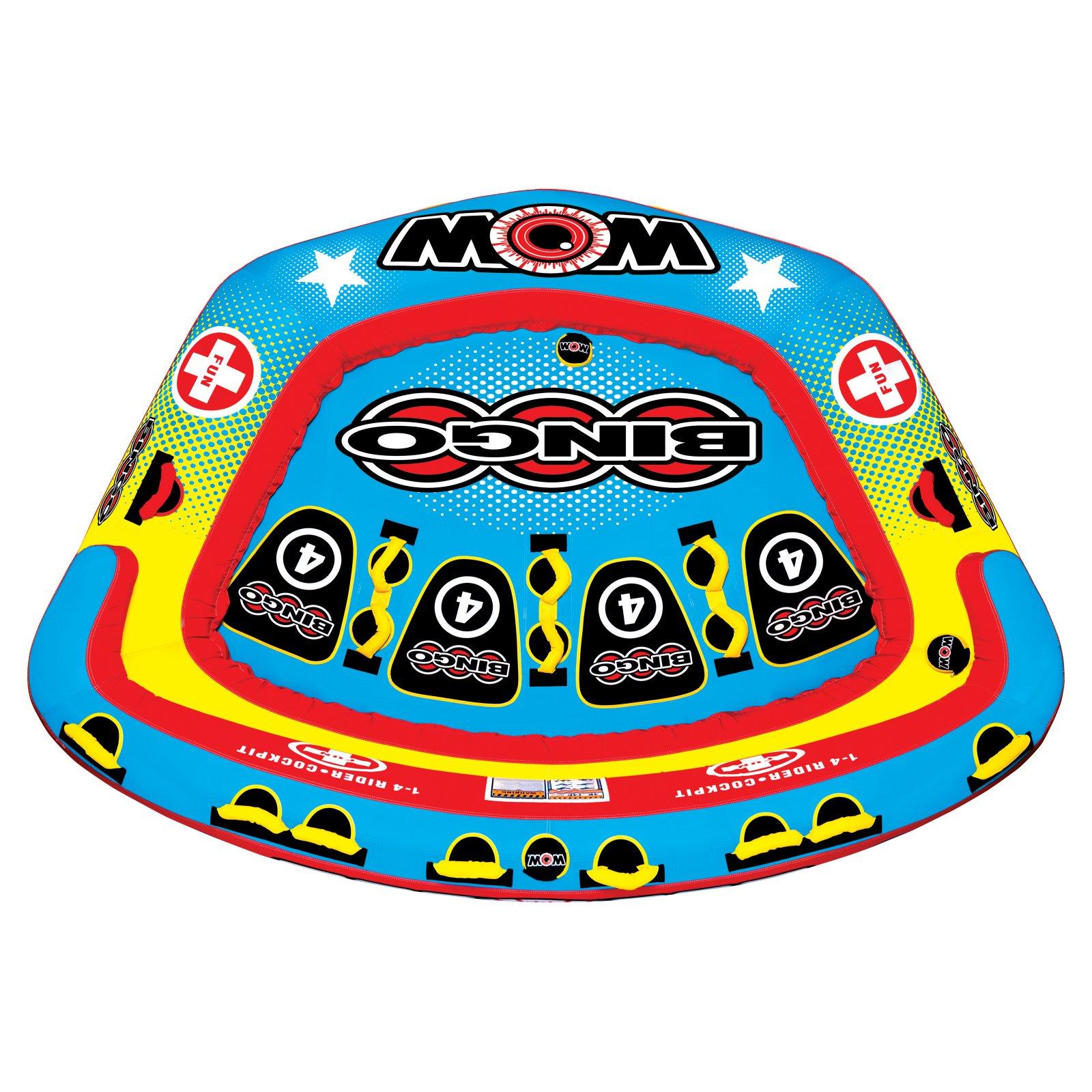 WOW World of Watersports 14-1080 Bingo 4 Inflatable, Secure Cockpit Seating Towable, Front and Back Tow