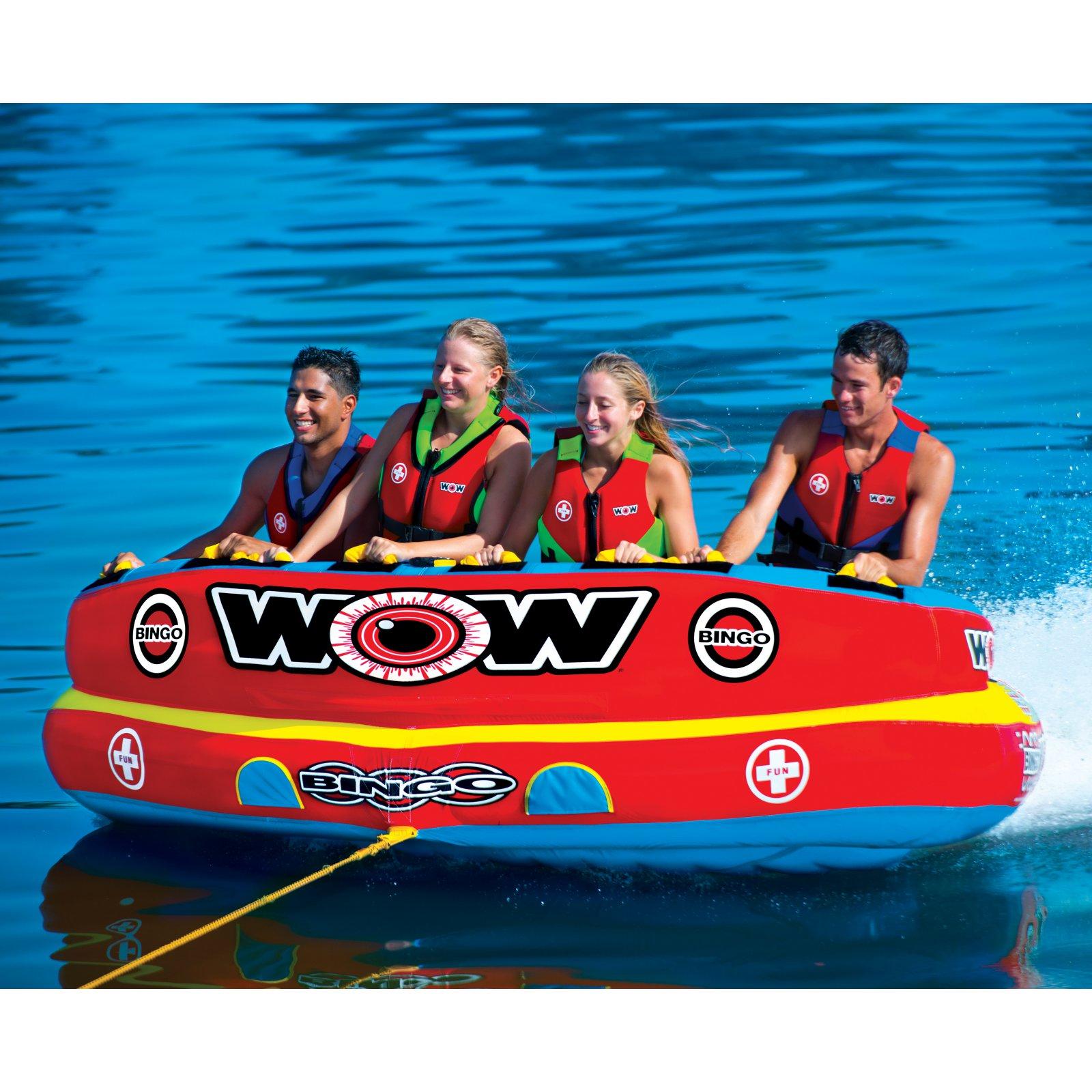 WOW World of Watersports 14-1080 Bingo 4 Inflatable, Secure Cockpit Seating Towable, Front and Back Tow
