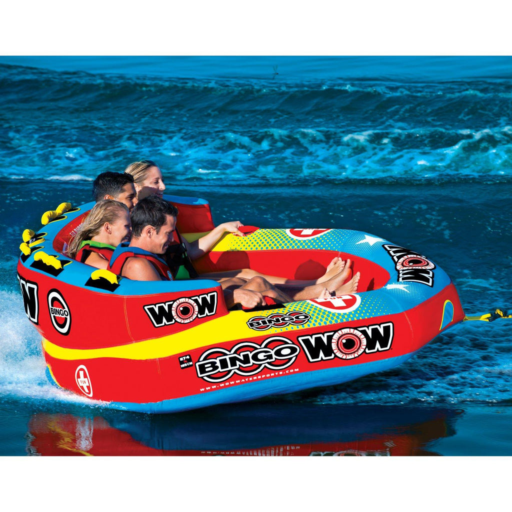 WOW World of Watersports 14-1080 Bingo 4 Inflatable, Secure Cockpit Seating Towable, Front and Back Tow