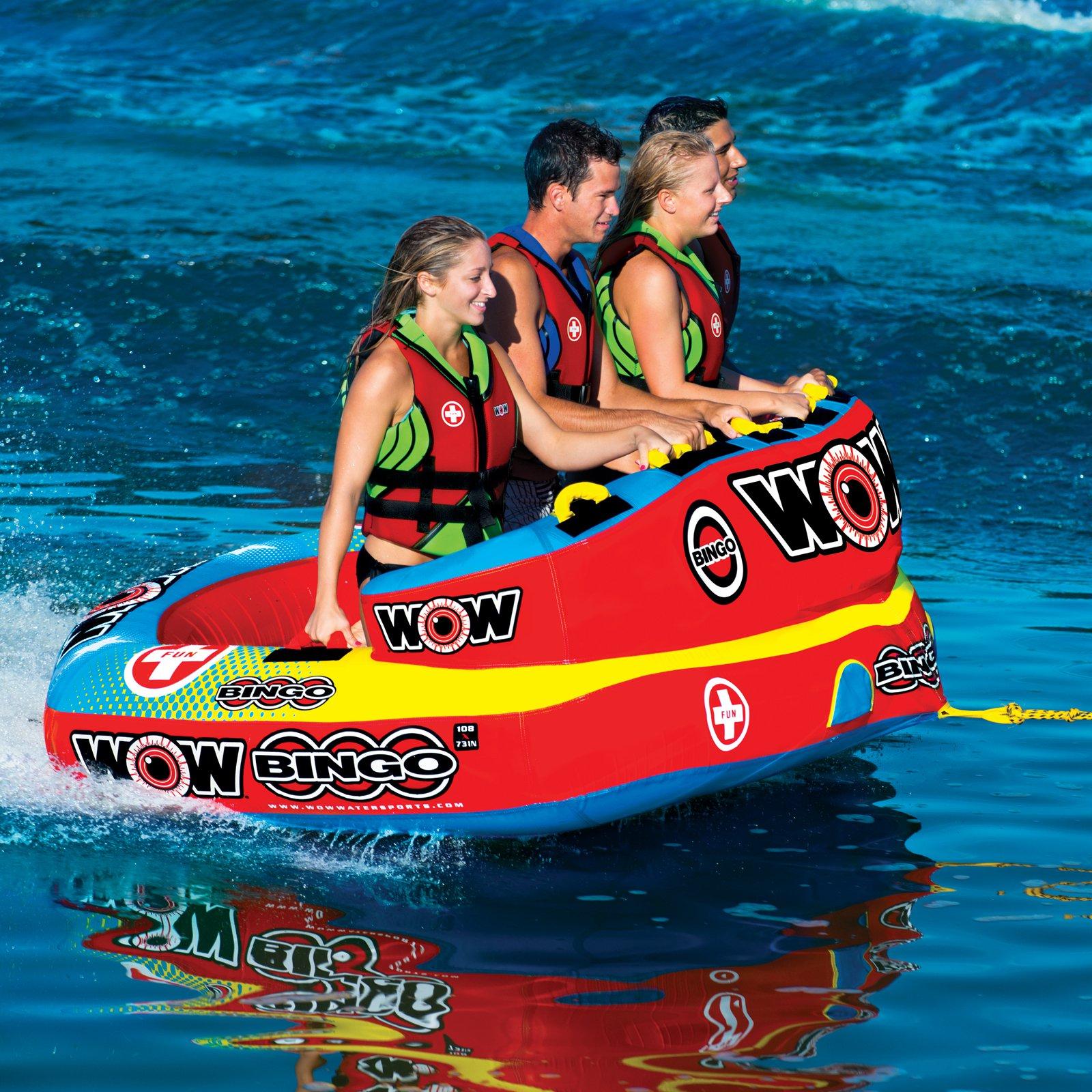 WOW World of Watersports 14-1080 Bingo 4 Inflatable, Secure Cockpit Seating Towable, Front and Back Tow