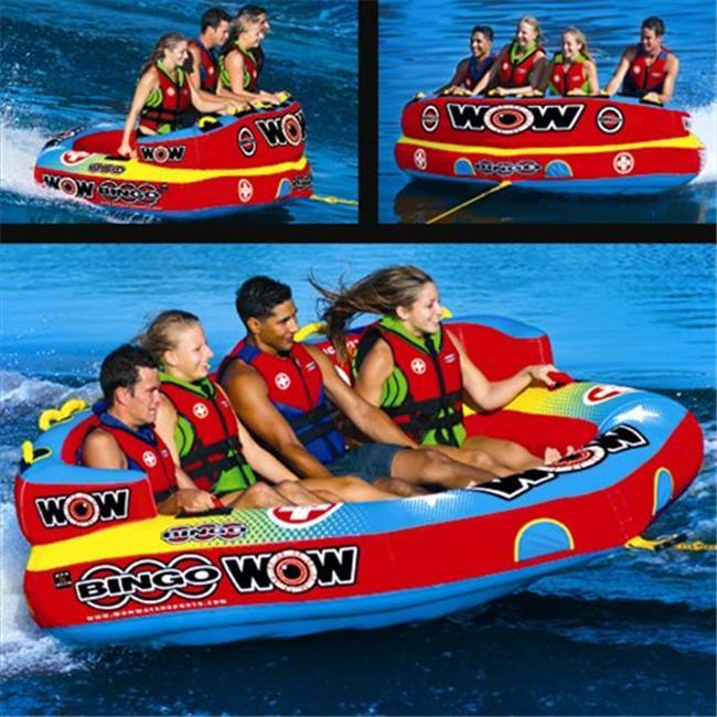 WOW World of Watersports 14-1080 Bingo 4 Inflatable, Secure Cockpit Seating Towable, Front and Back Tow