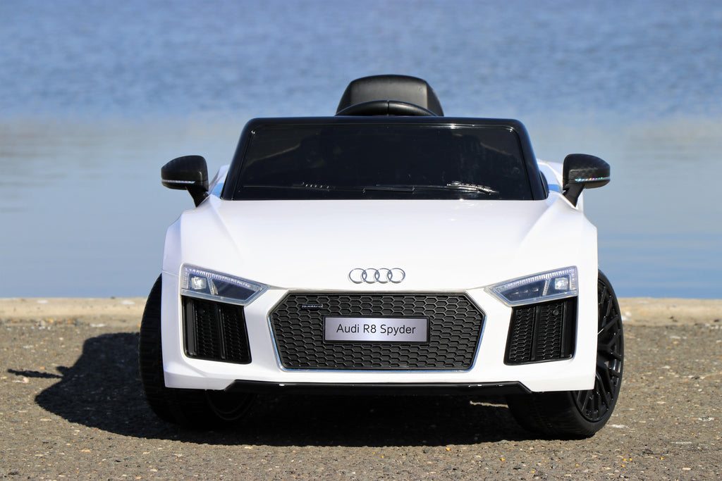 First Drive Audi R8 White Licensed Dual Electric Motor 12V Kids Ride-On Car &amp; Remote Control