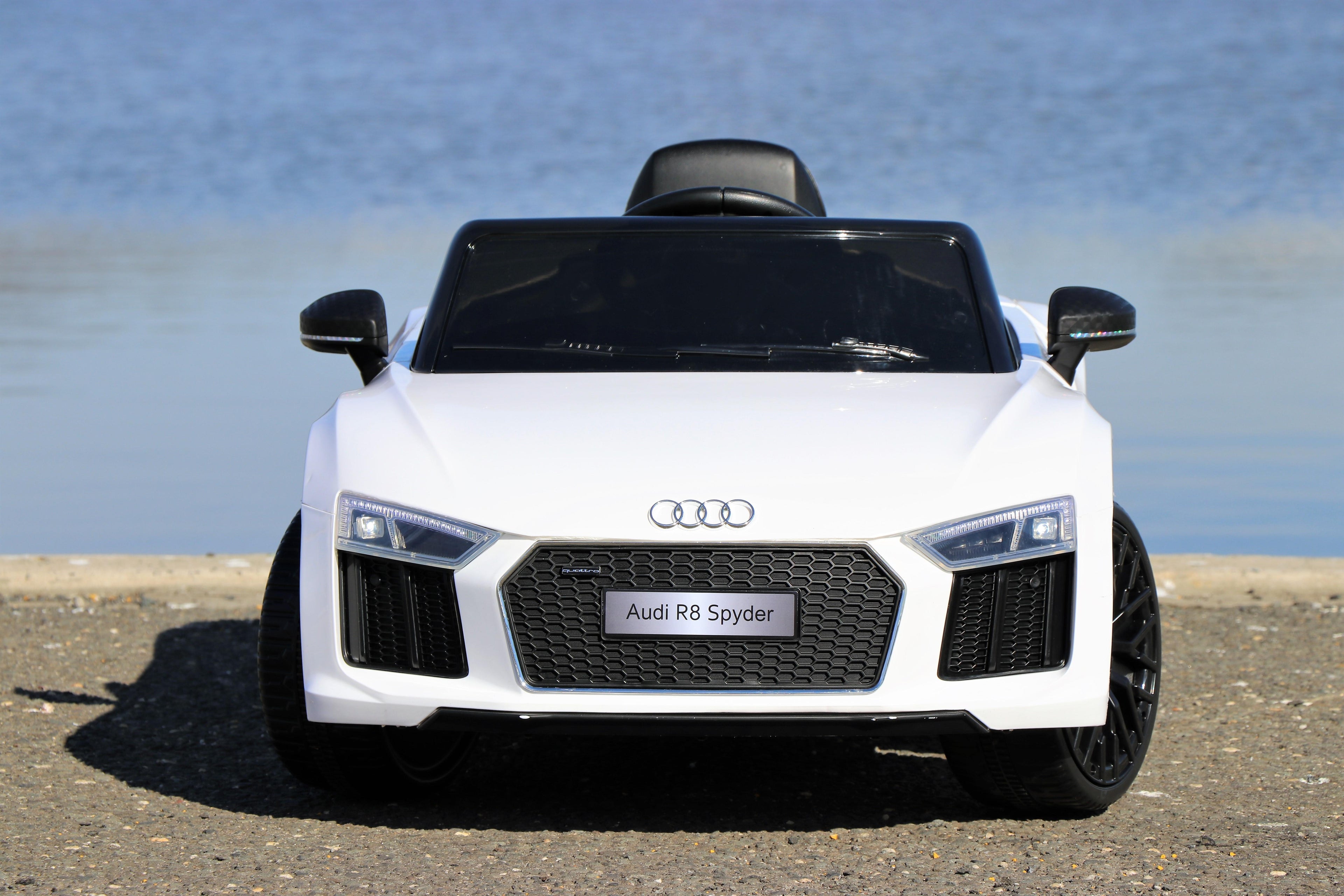 First Drive Audi R8 White Licensed Dual Electric Motor 12V Kids Ride-On Car &amp; Remote Control