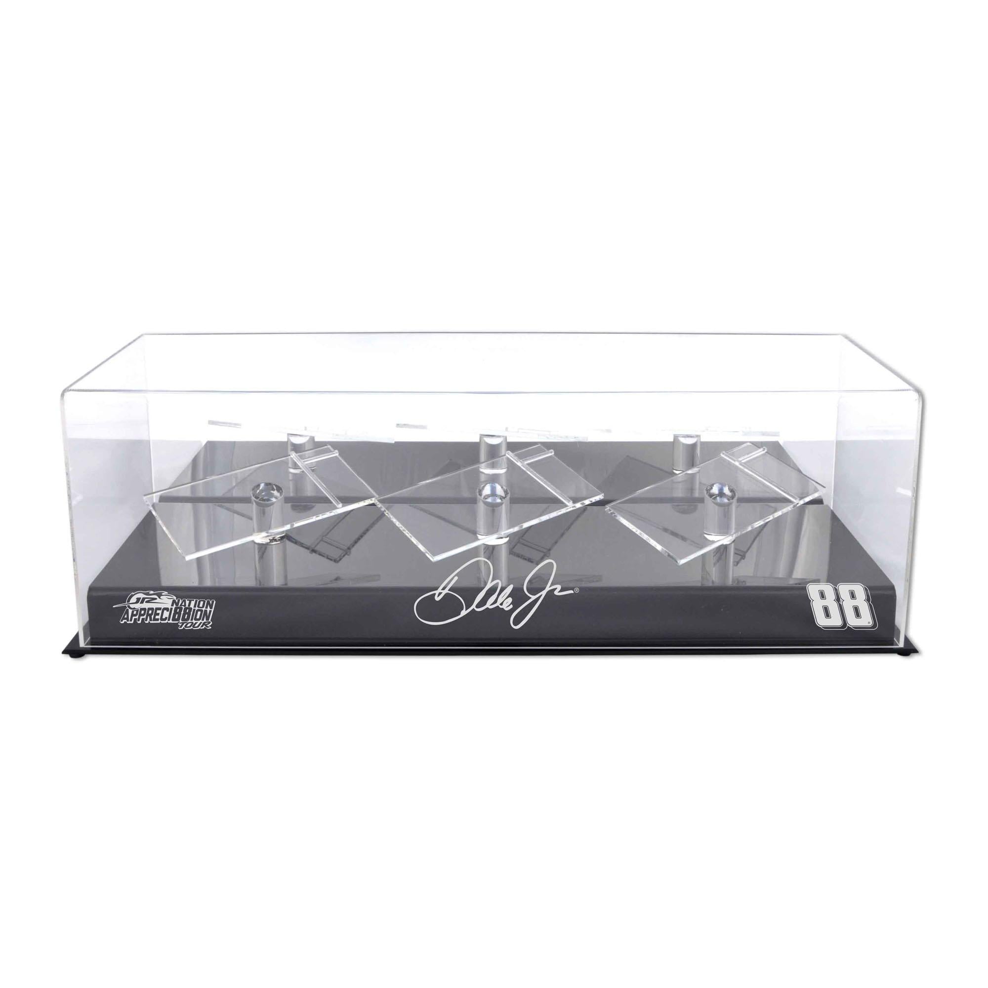 Dale Earnhardt Jr. #88 Hendrick Motorsports 3 Car 1/24 Scale Die Cast Display Case with Platforms and JR Nation Appreci88ion Logo