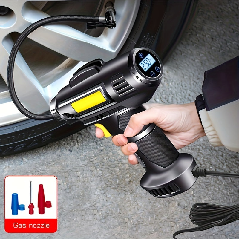 120W Portable Car Air Compressor, Wired/Wireless Handheld Car Inflatable Pump Electric, Automobiles Tire Inflator With LED Light For Car