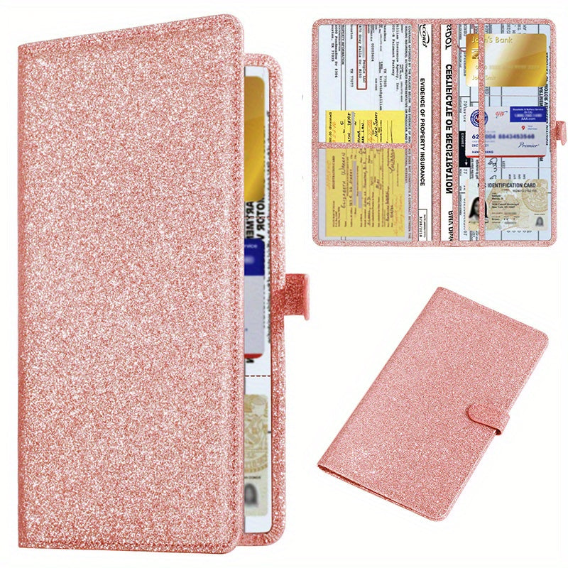 Car Registration &amp; Insurance Card Holder For Women And Men, Auto Glove Box Organizer Document Wallet Faux Leather Manual Folder