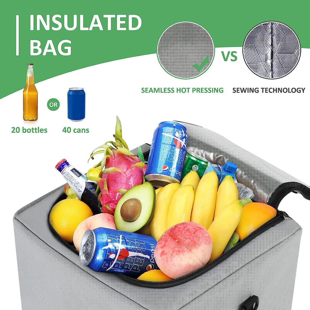 Simniam Car Trunk Organizer with Insulated Grocery Bag- 92L High Capacity Car Storage Box, with 4 Compartments, Reflective Strip, Cover, for Auto, SUV, Truck, Minivan