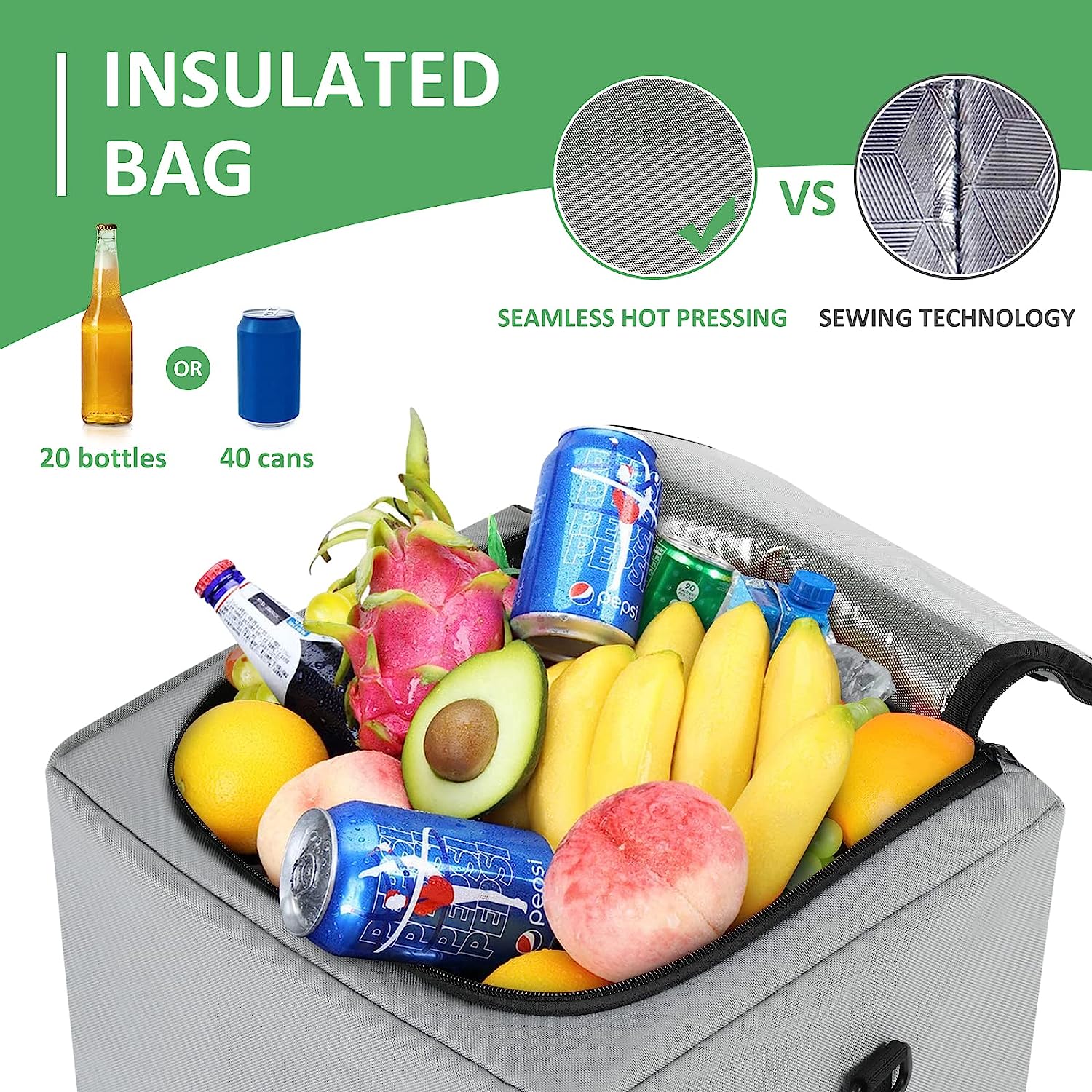 Simniam Car Trunk Organizer with Insulated Grocery Bag- 92L High Capacity Car Storage Box, with 4 Compartments, Reflective Strip, Cover, for Auto, SUV, Truck, Minivan