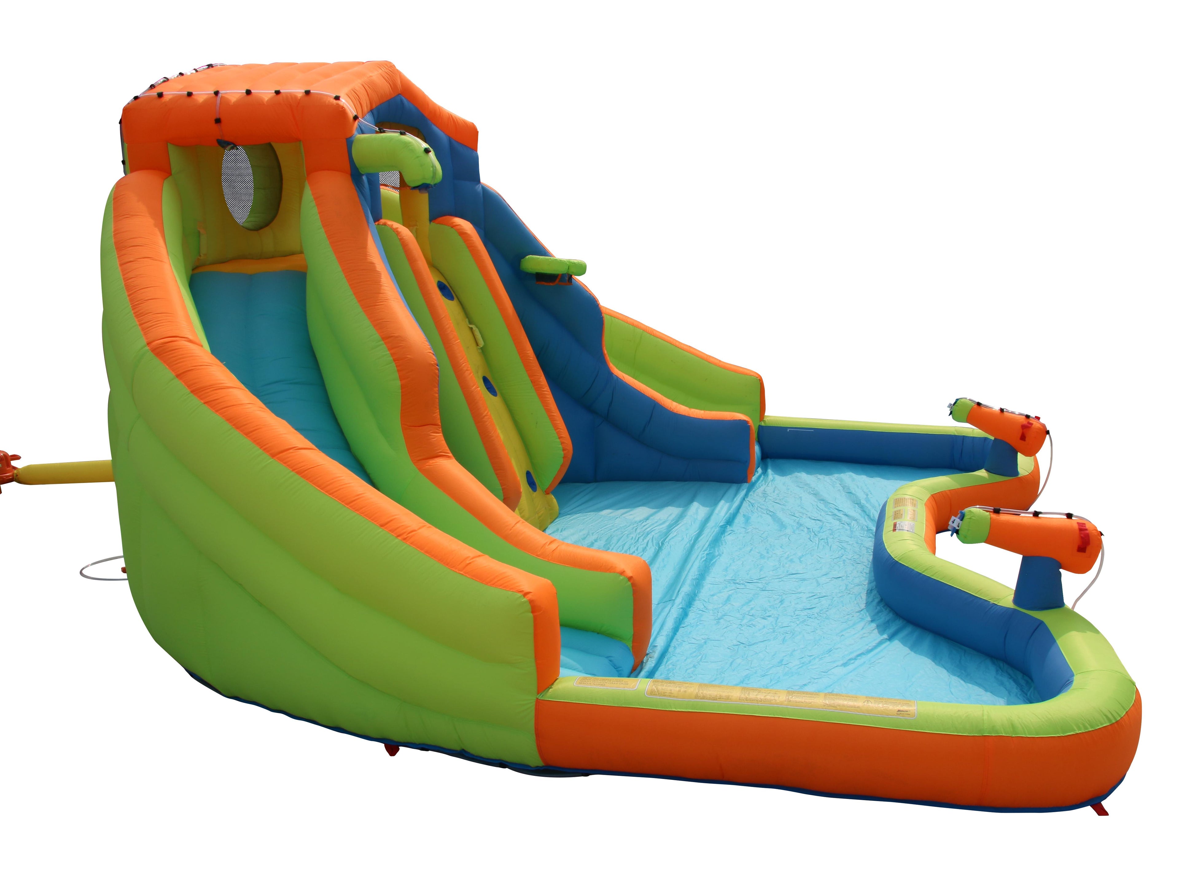 BANZAI Adventure Club Giant Inflatable Water Park Play Center - Two Water Slides &amp; Climbing Wall - Outdoor Summer Fun For Kids &amp; Families