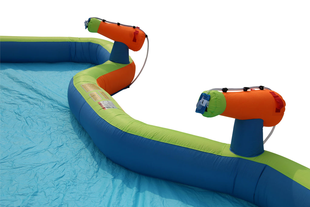 BANZAI Adventure Club Giant Inflatable Water Park Play Center - Two Water Slides &amp; Climbing Wall - Outdoor Summer Fun For Kids &amp; Families