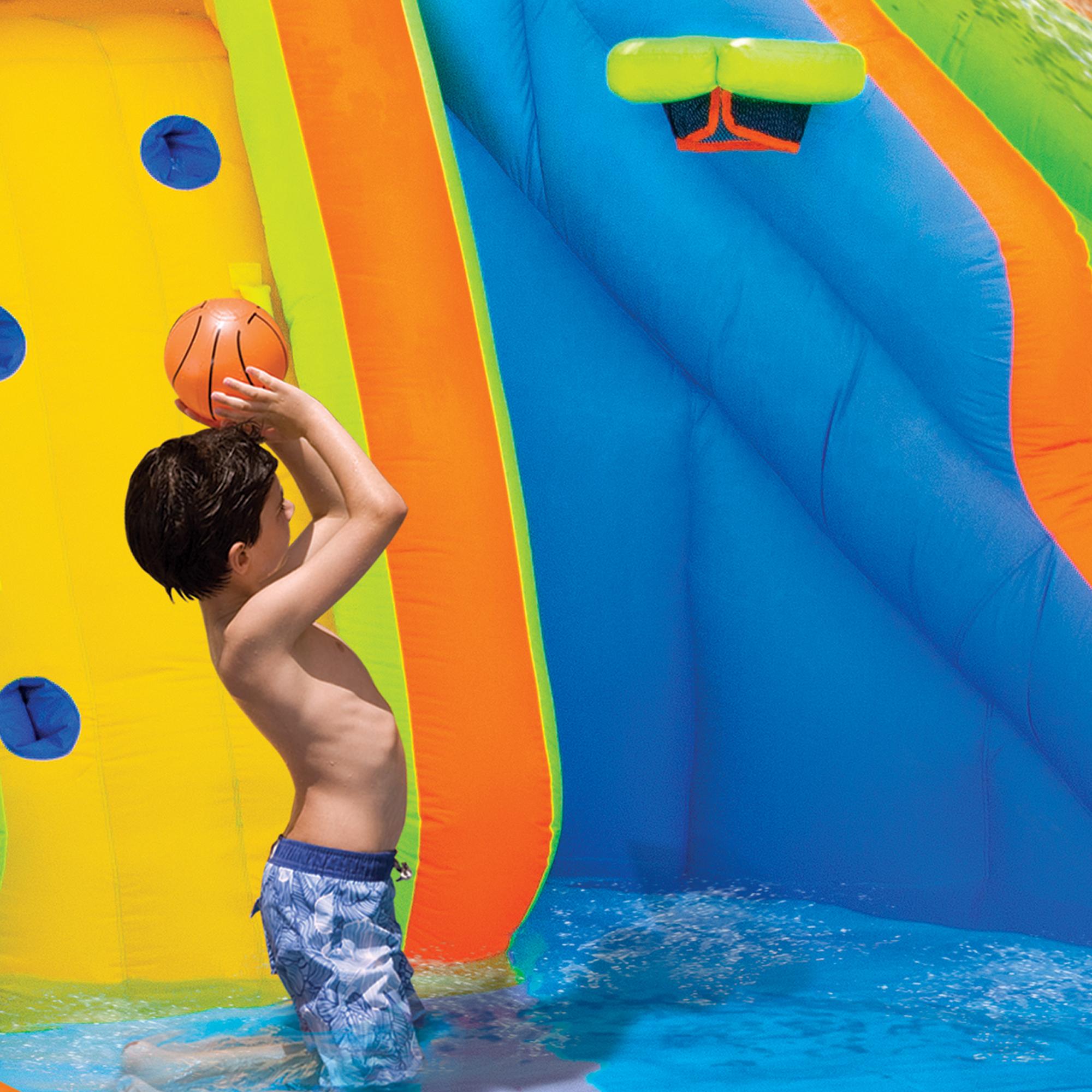 BANZAI Adventure Club Giant Inflatable Water Park Play Center - Two Water Slides &amp; Climbing Wall - Outdoor Summer Fun For Kids &amp; Families