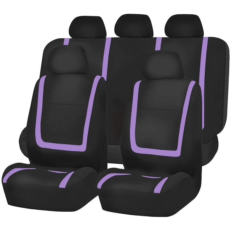 Car Seat Covers Full Set, Polyester Gray Purple Black Blue Red Purple Car Seat Cushion Universal Car Seat Protector Car Decoration Airbag Safe