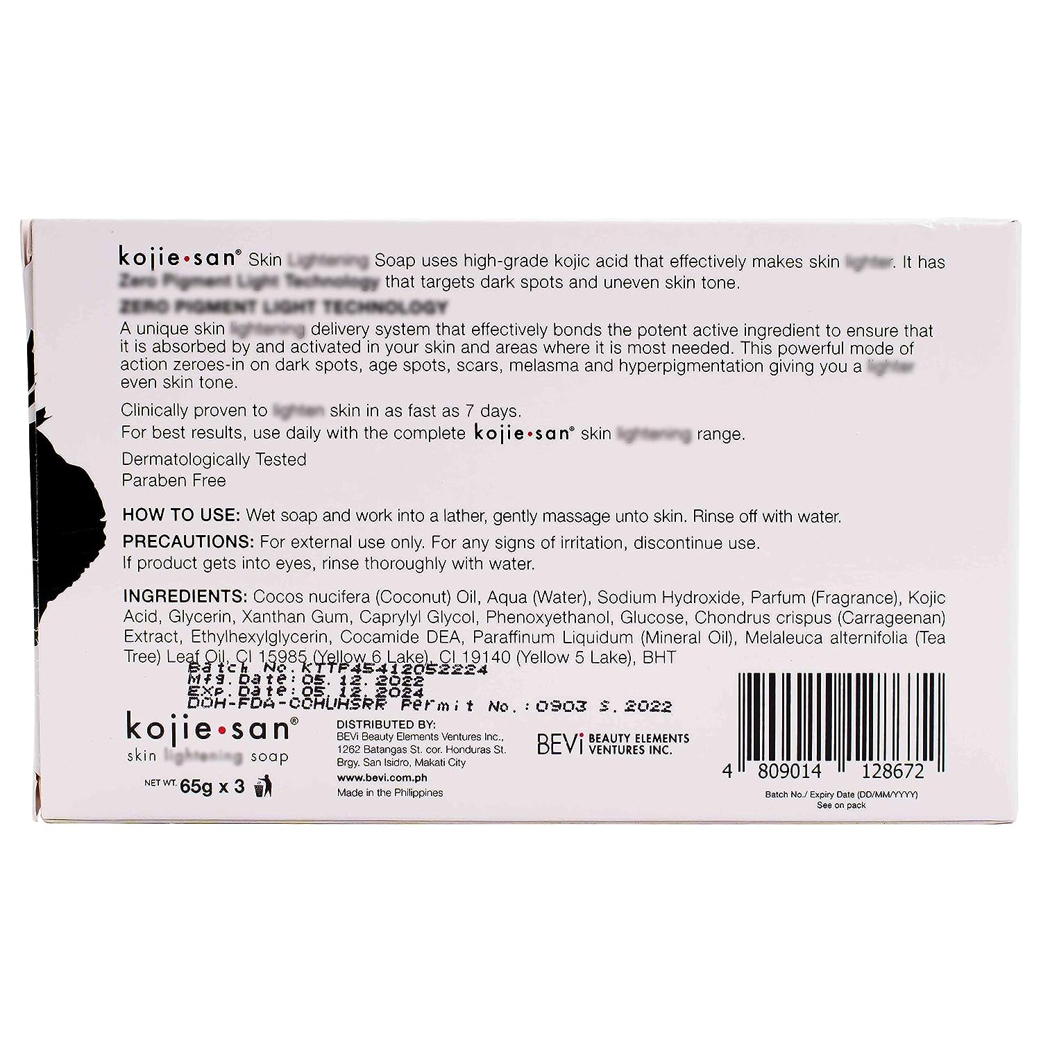 Kojie San Skin Brightening Soap - Original Kojic Acid Soap for Dark Spots, Hyperpigmentation, &amp; Scars with Coconut &amp; Tea Tree Oil - 65g x 3 Bars