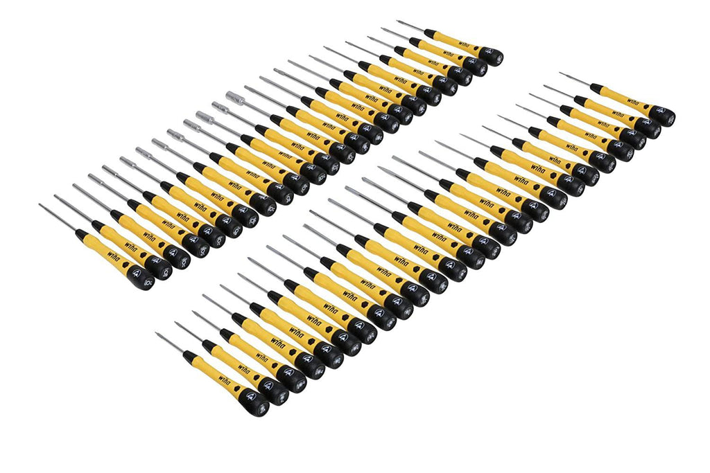 Wiha 92093 | 50 Piece ESD Safe Picofinish Precision Screwdriver Set in Steel Rack