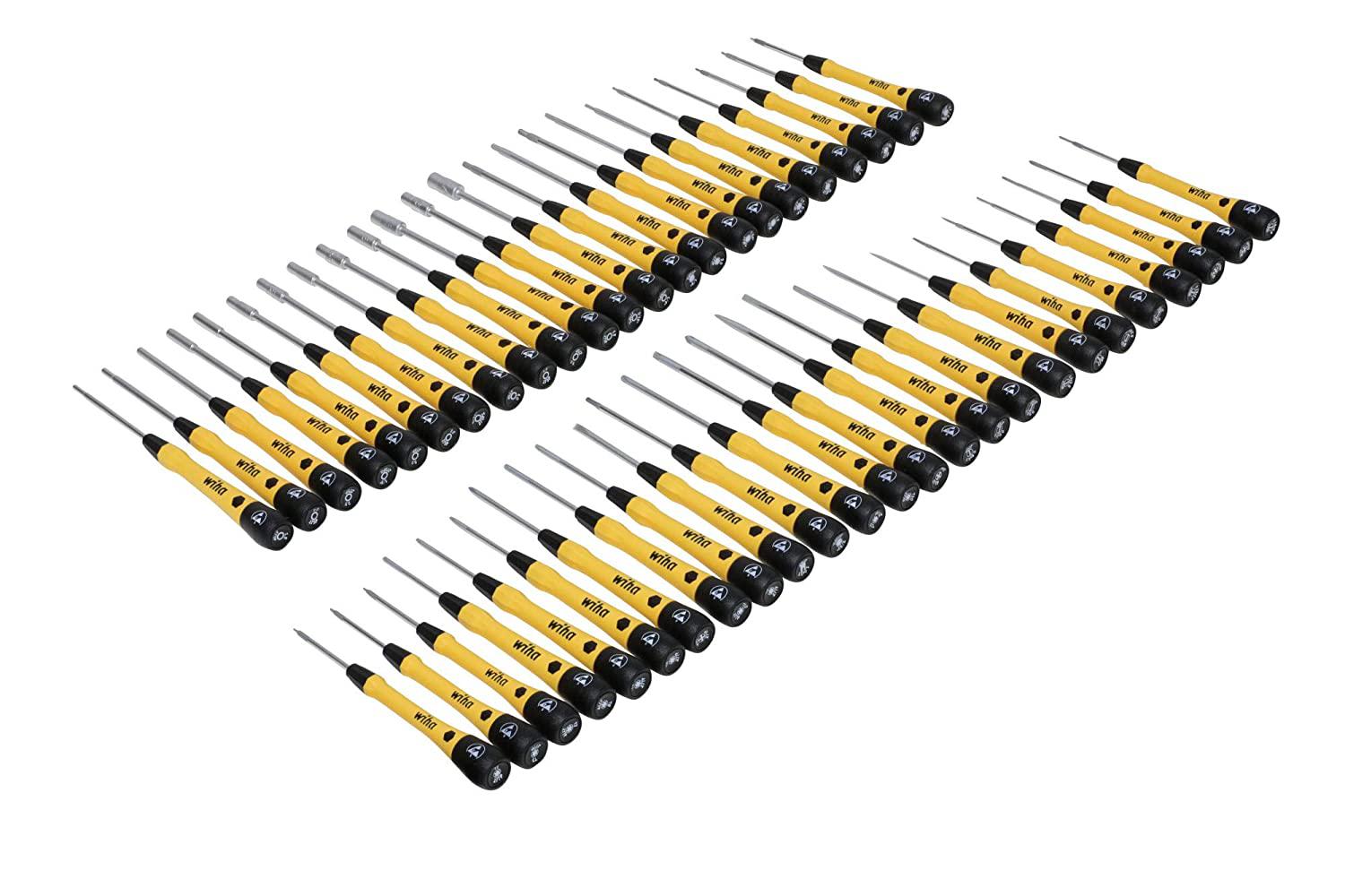 Wiha 92093 | 50 Piece ESD Safe Picofinish Precision Screwdriver Set in Steel Rack