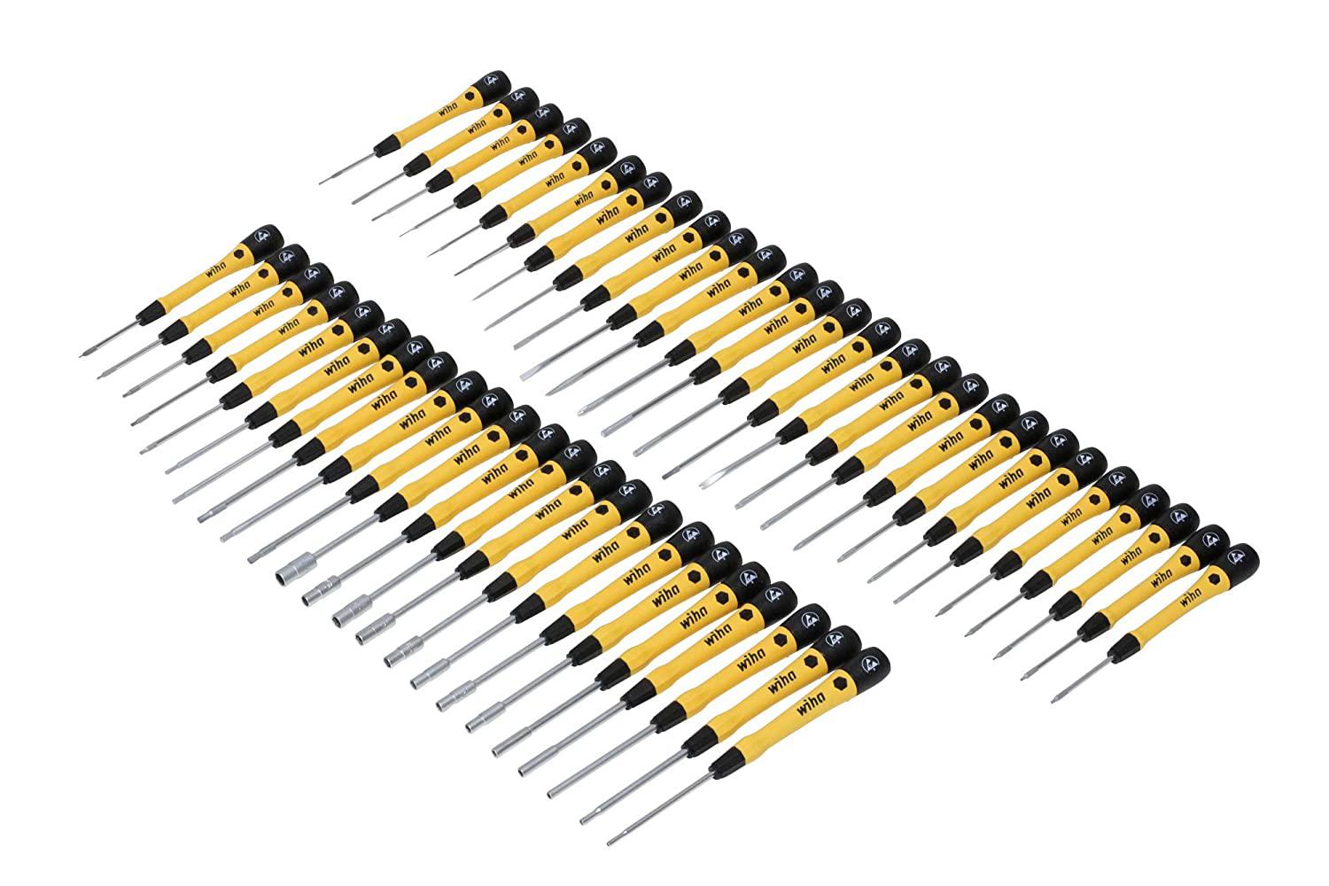 Wiha 92093 | 50 Piece ESD Safe Picofinish Precision Screwdriver Set in Steel Rack