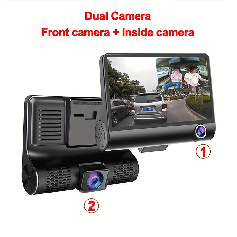 Three-record High-definition Night Vision  Driving Recorder Suction Cup Three-lens Car Front And Rear Simultaneous Video Tape Reversing Wide Angle