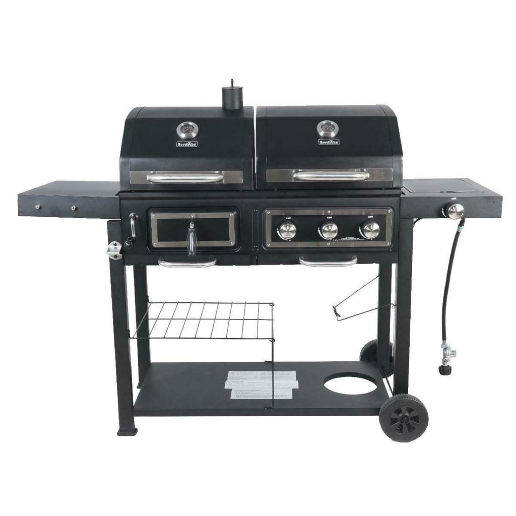 Heavy Duty Dual Fuel Gas Charcoal Combo Grill BBQ Barbecue Smoker Outdoor Cooker