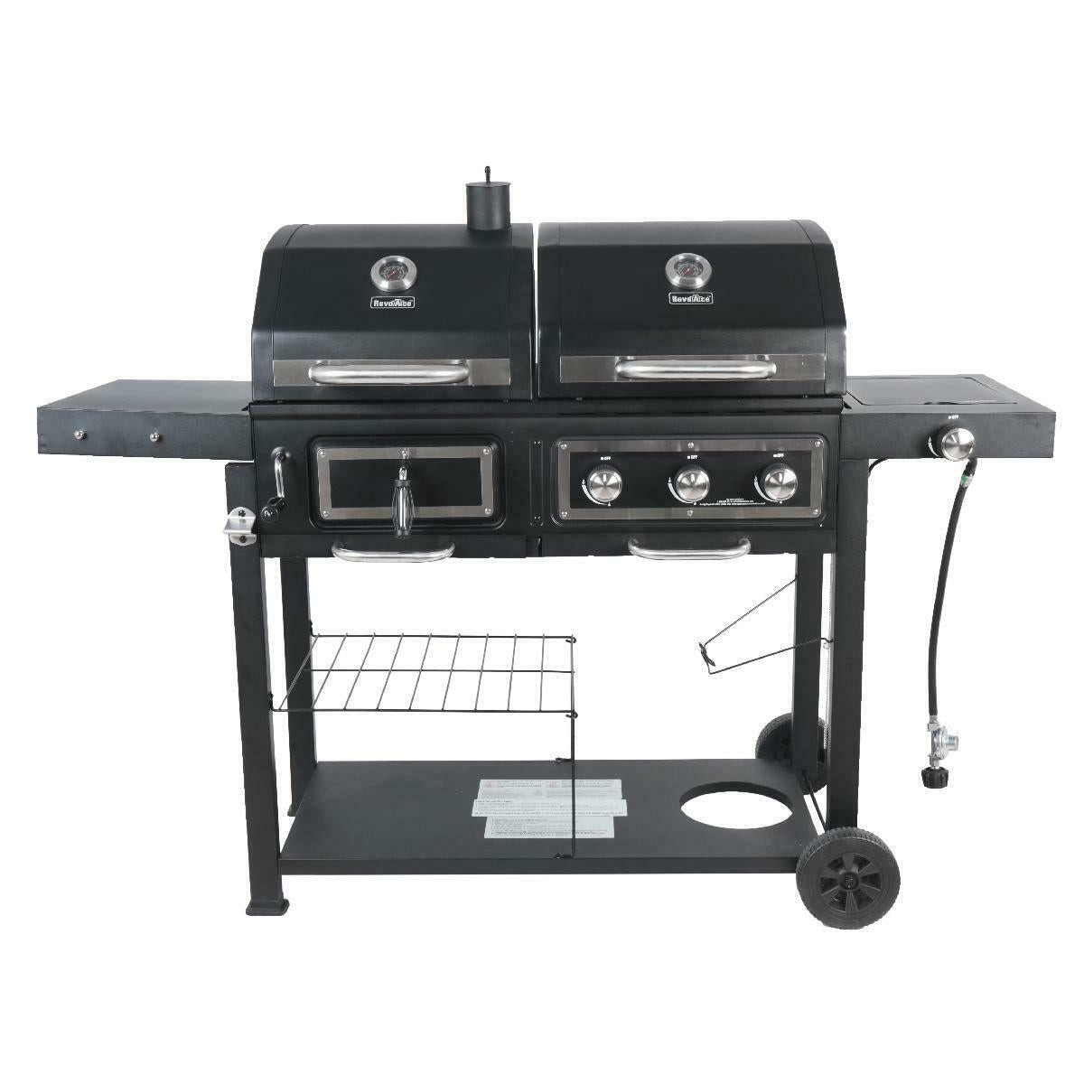 Heavy Duty Dual Fuel Gas Charcoal Combo Grill BBQ Barbecue Smoker Outdoor Cooker
