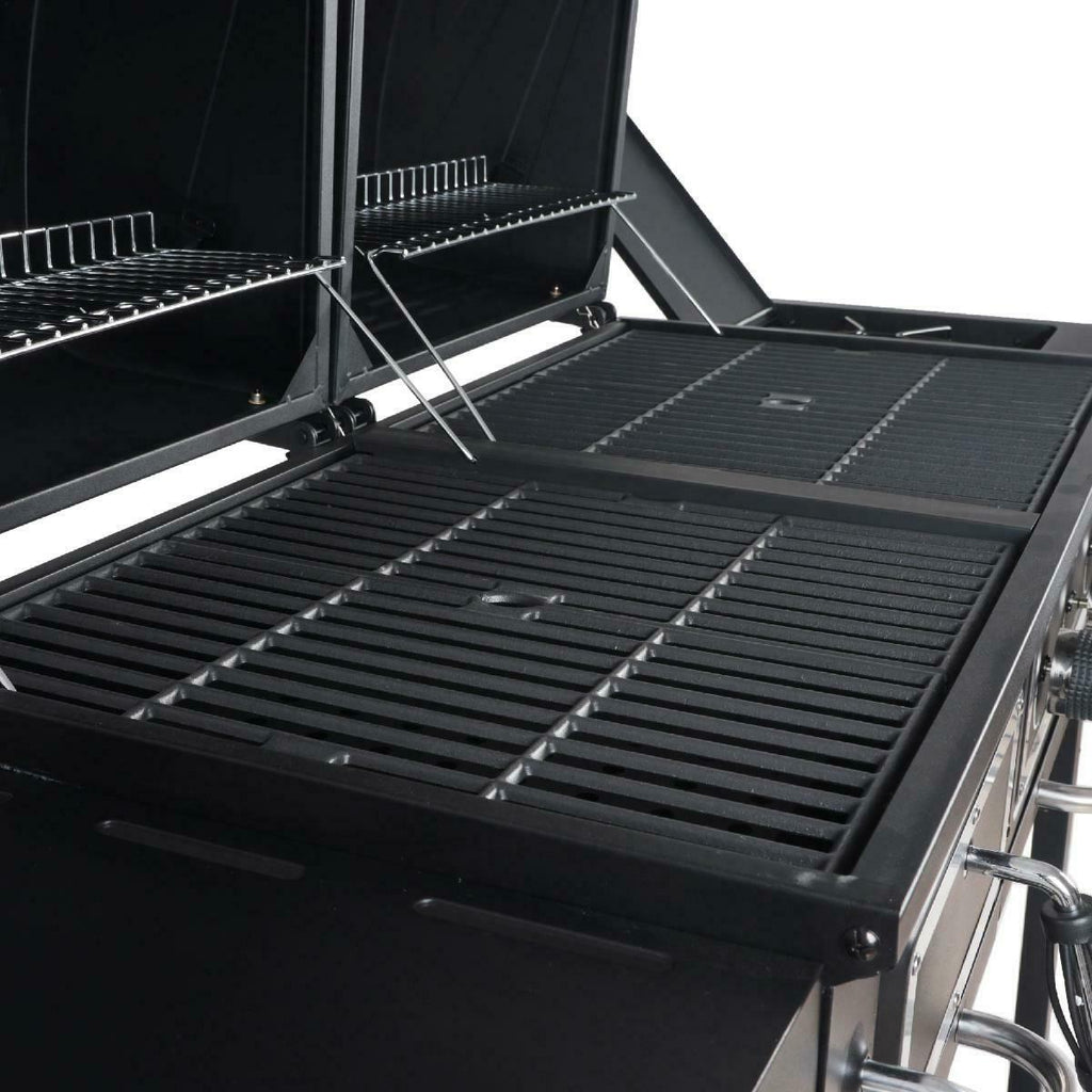 Heavy Duty Dual Fuel Gas Charcoal Combo Grill BBQ Barbecue Smoker Outdoor Cooker