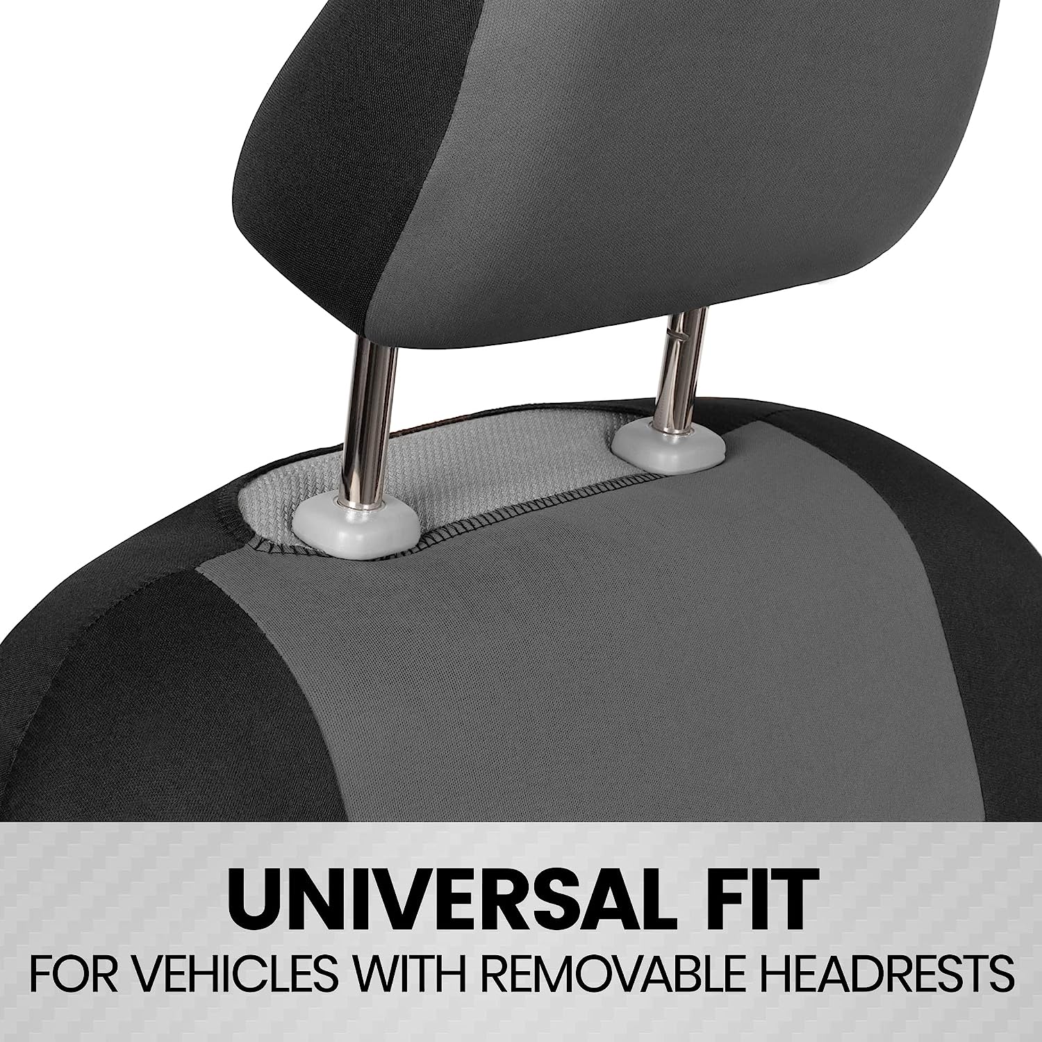 BDK PolyPro Seat Covers Full Set in Gray on Black – Front and Rear Split Bench, Easy to Install for Auto Trucks Van SUV Car