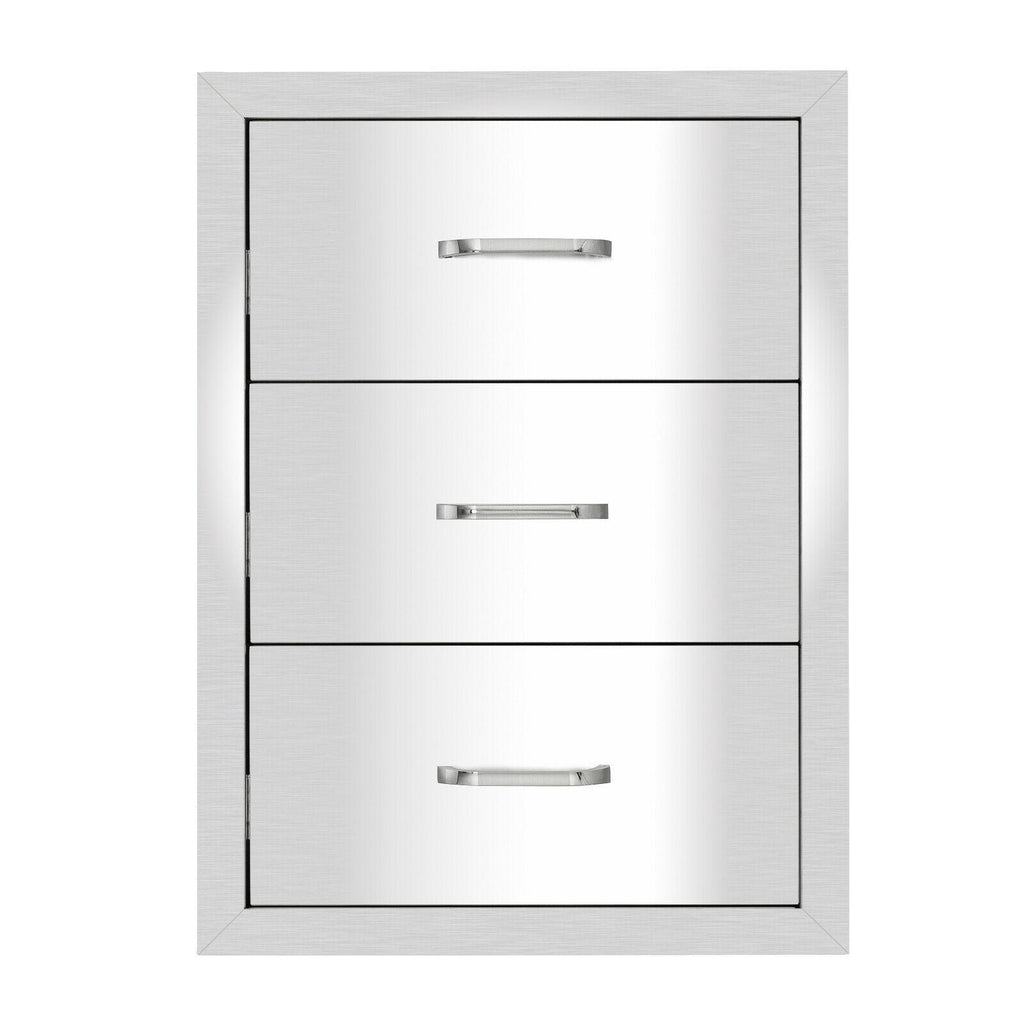 15.7"X21"X18" Outdoor Kitchen Drawer BBQ  Steel Access Drawer Silver US