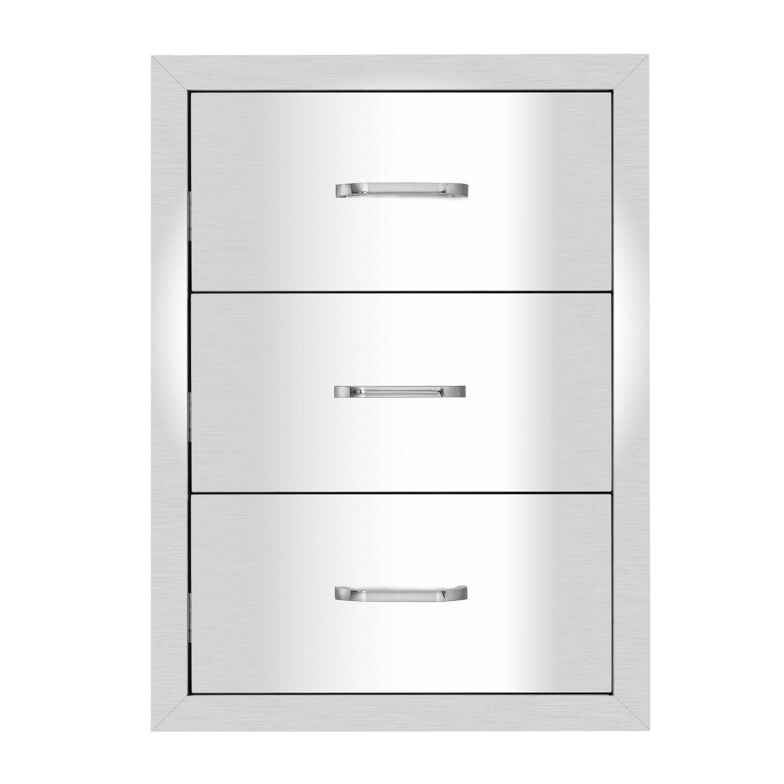 15.7"X21"X18" Outdoor Kitchen Drawer BBQ  Steel Access Drawer Silver US