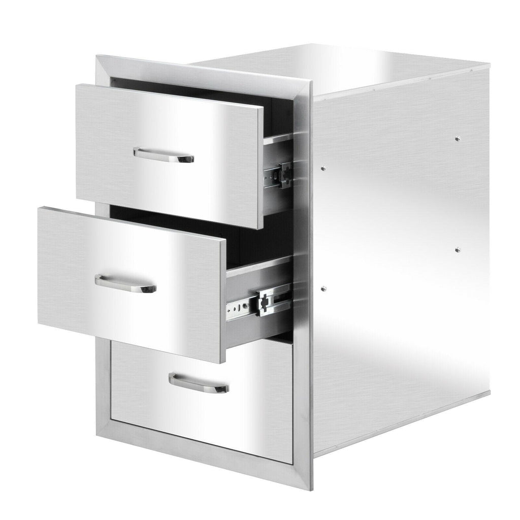 15.7"X21"X18" Outdoor Kitchen Drawer BBQ  Steel Access Drawer Silver US