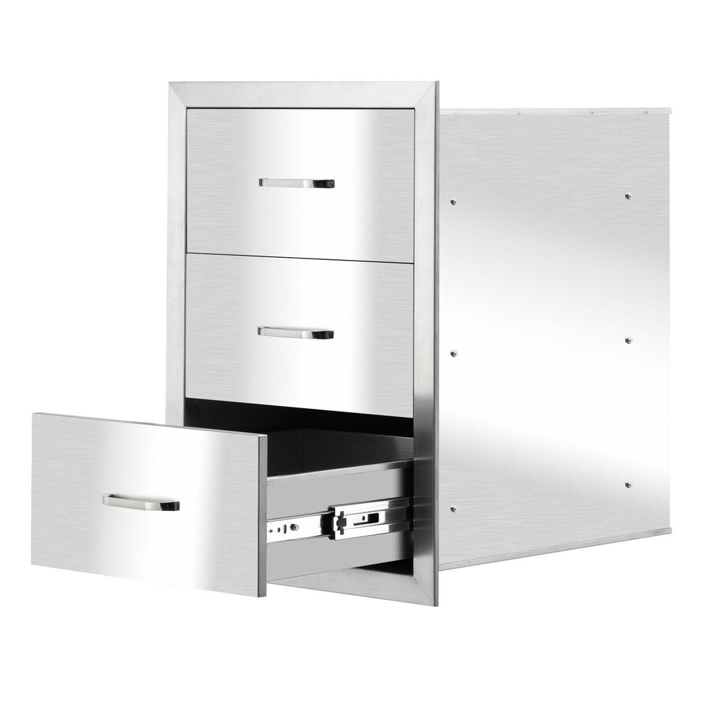 15.7"X21"X18" Outdoor Kitchen Drawer BBQ  Steel Access Drawer Silver US