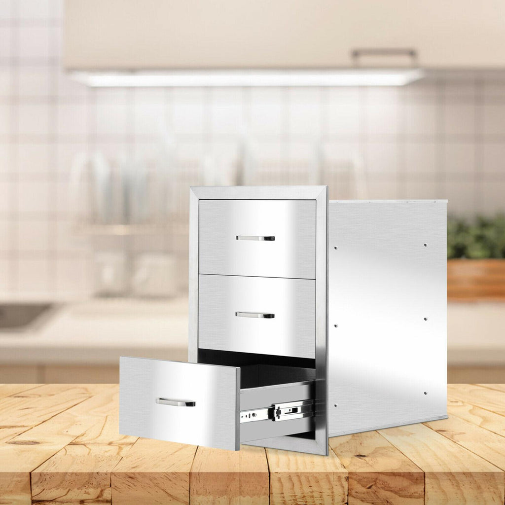 15.7"X21"X18" Outdoor Kitchen Drawer BBQ  Steel Access Drawer Silver US