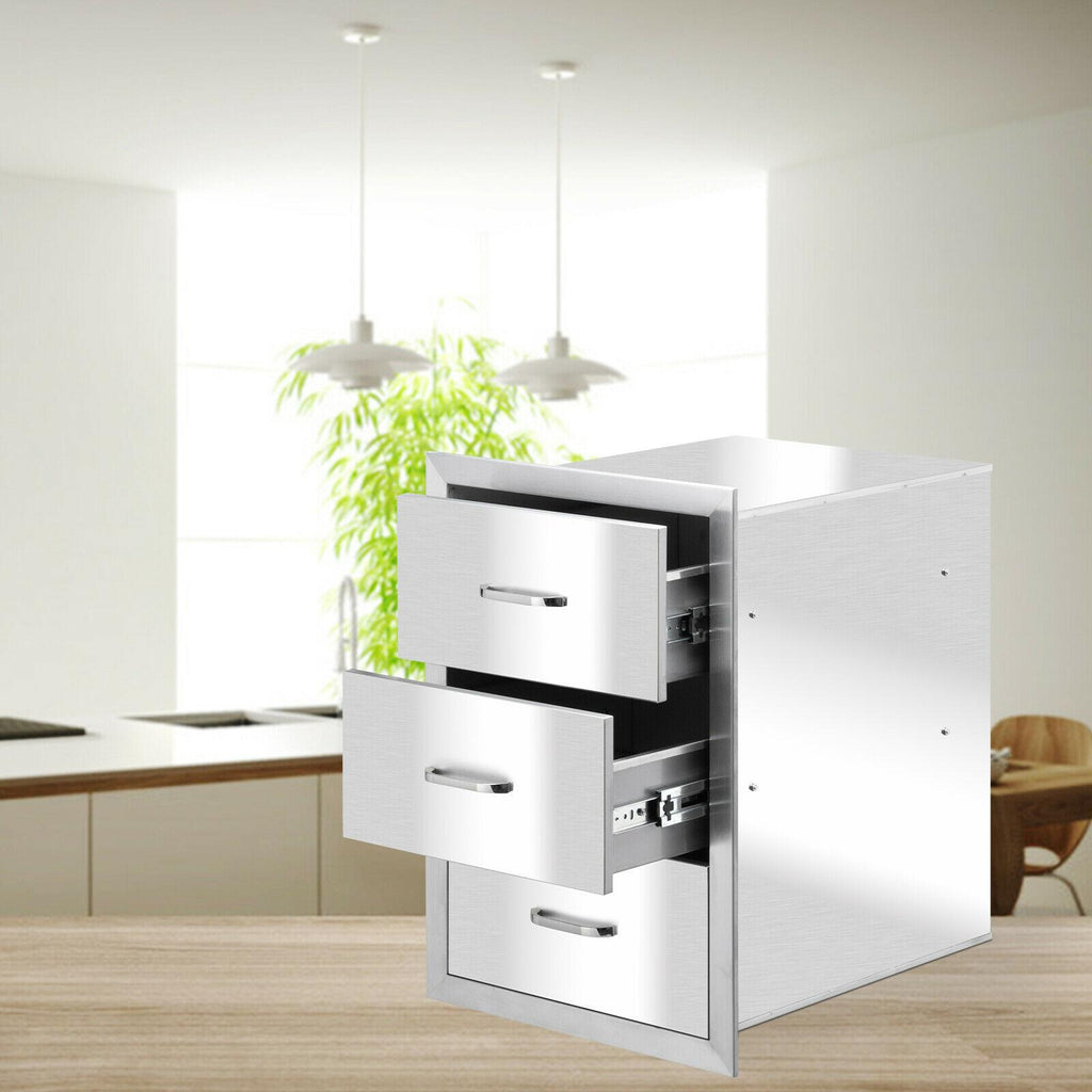 15.7"X21"X18" Outdoor Kitchen Drawer BBQ  Steel Access Drawer Silver US