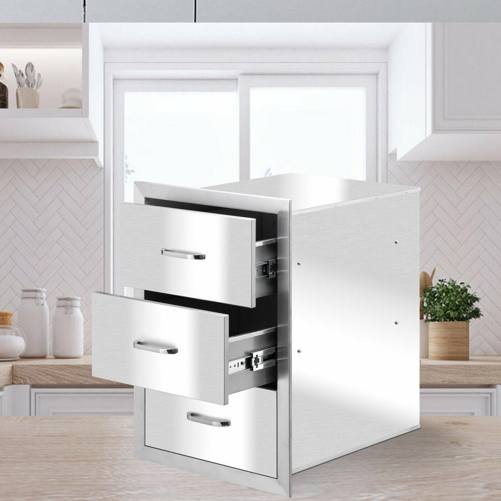 15.7"X21"X18" Outdoor Kitchen Drawer BBQ  Steel Access Drawer Silver US