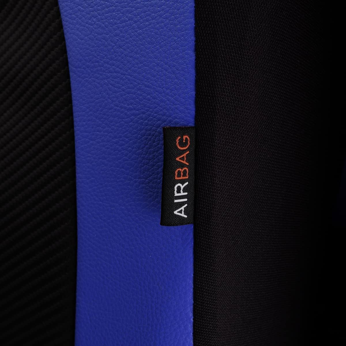 Flying Banner car seat Covers Protects Water Proof Faux Leather Carbon Fiber Front and Rear Bench (Blue Black, Full Set - 9PCS)