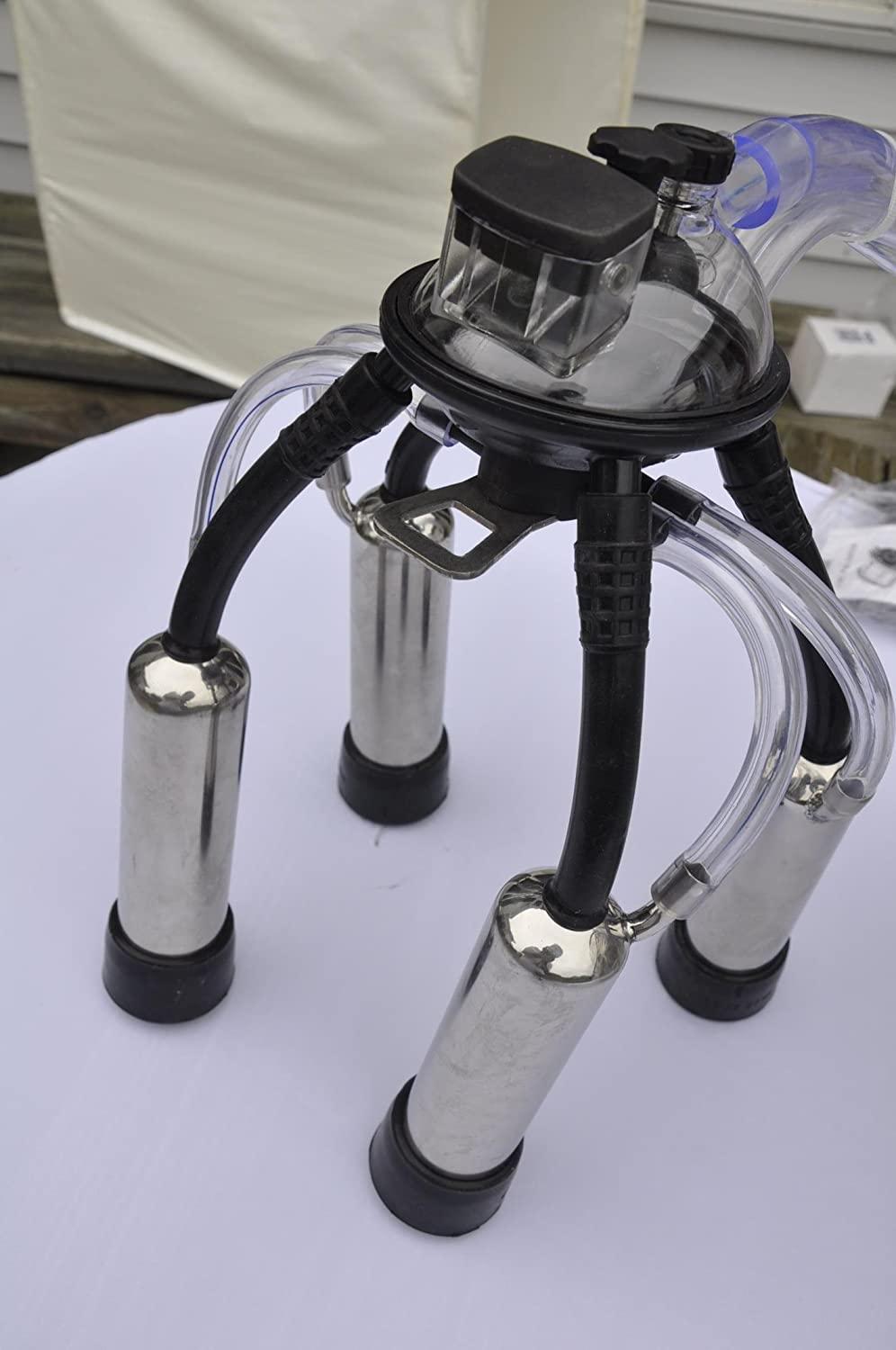 Cow Milker Claw Cluster w/4X Milk Shells & 4X Rubber Liners for DeLaval or SurMilker Systems Part Replacement