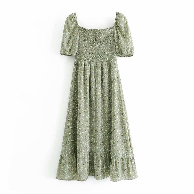 floral short sleeve midi dress
