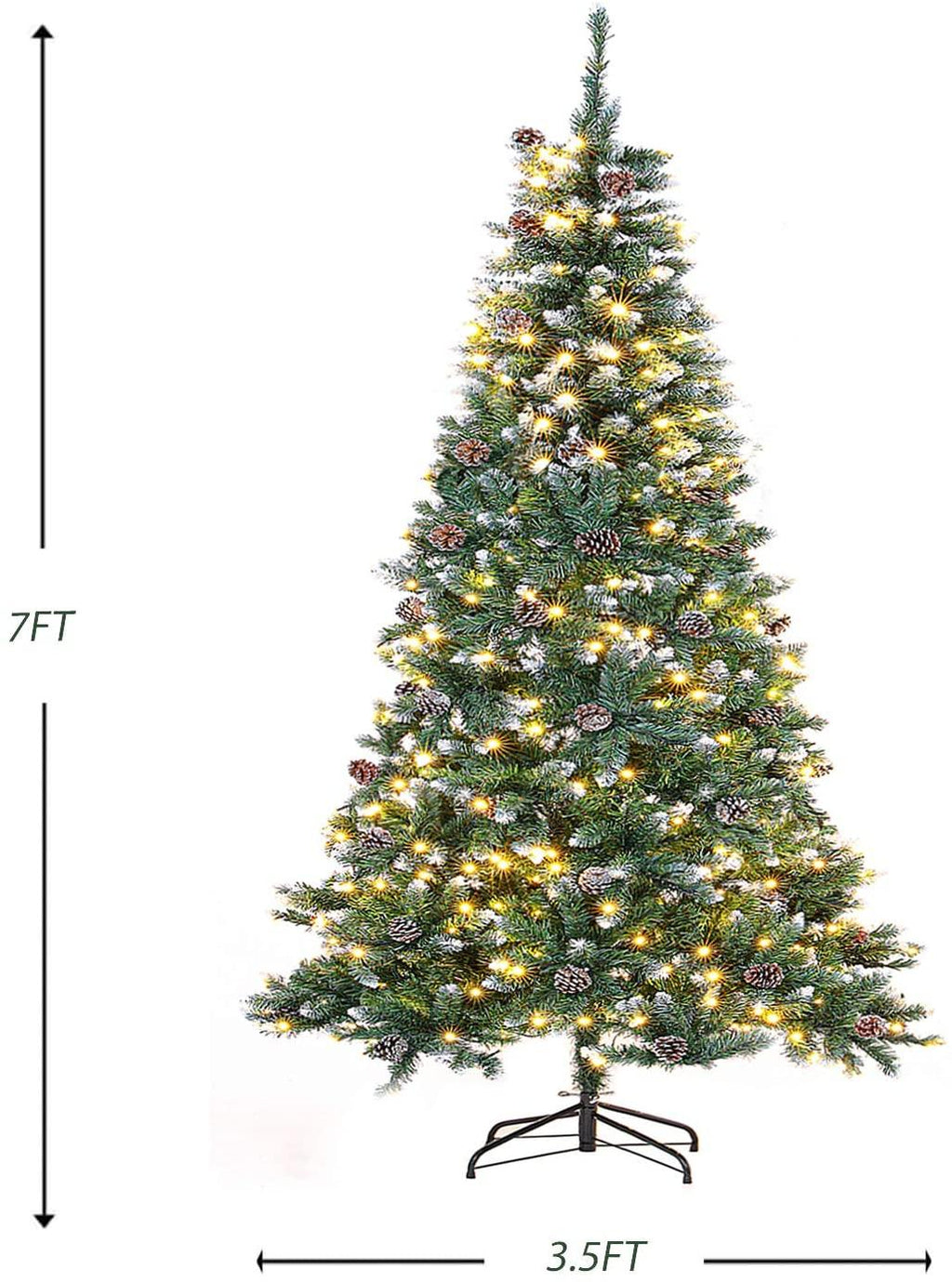 SOLAURA 7 ft Pre-Lit Artificial Christmas Tree Hinged 450 LED Lights