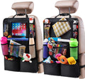 Helteko Backseat Car Organizer, Kick Mats Back Seat Protector with Touch Screen Tablet Holder, Car Back Seat Organizer for Kids, Car Travel Accessories, Kick Mat with 9 Storage Pockets 2 Pack, Black