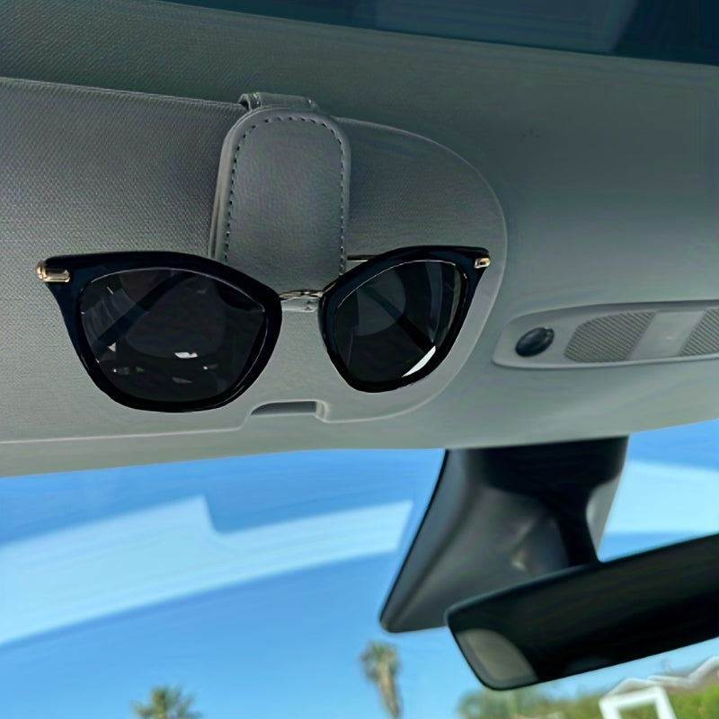 1pc Magnetic PU Leather Car Visor Sunglasses Holder, Sunglasses Holders For Car, Sunglasses Clip For Car Visor, Car Interior Visor Accessories