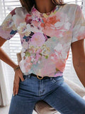 Casual Flower Print Short-Sleeved T-Shirt