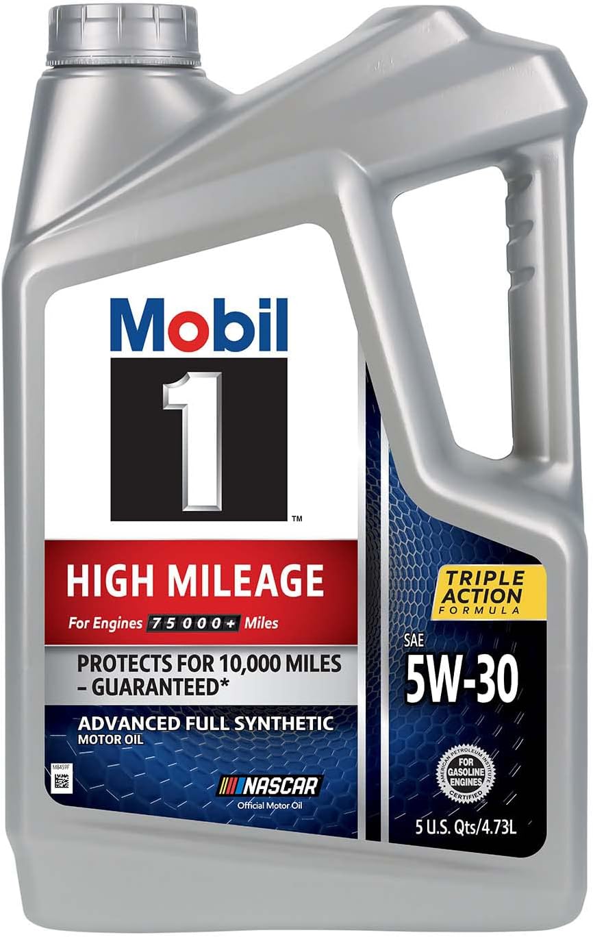 Mobil 1 High Mileage Full Synthetic Motor Oil 5W-30, 5 Quart