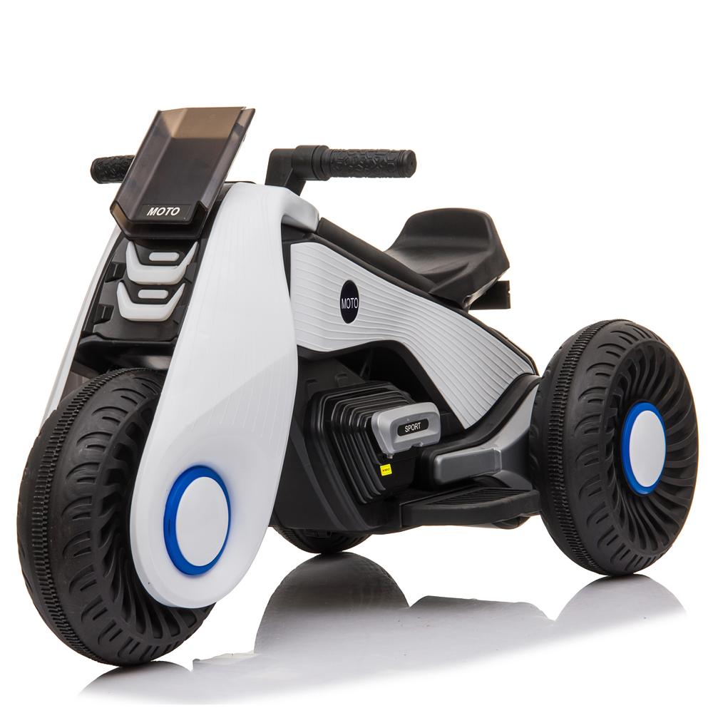 kids Ride On Toys 6 Volt Car, Electric Power Wheels Car with 3 Wheels Double Drive, Electric Motorcycle for 3-6 Years Toddlers, Ride On Cars w/MP3 Function, Thanksgiving Christmas Gift, White, W6945