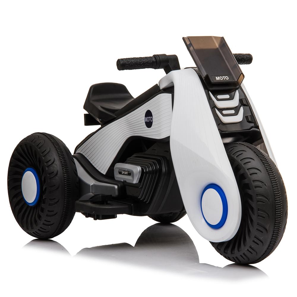 kids Ride On Toys 6 Volt Car, Electric Power Wheels Car with 3 Wheels Double Drive, Electric Motorcycle for 3-6 Years Toddlers, Ride On Cars w/MP3 Function, Thanksgiving Christmas Gift, White, W6945