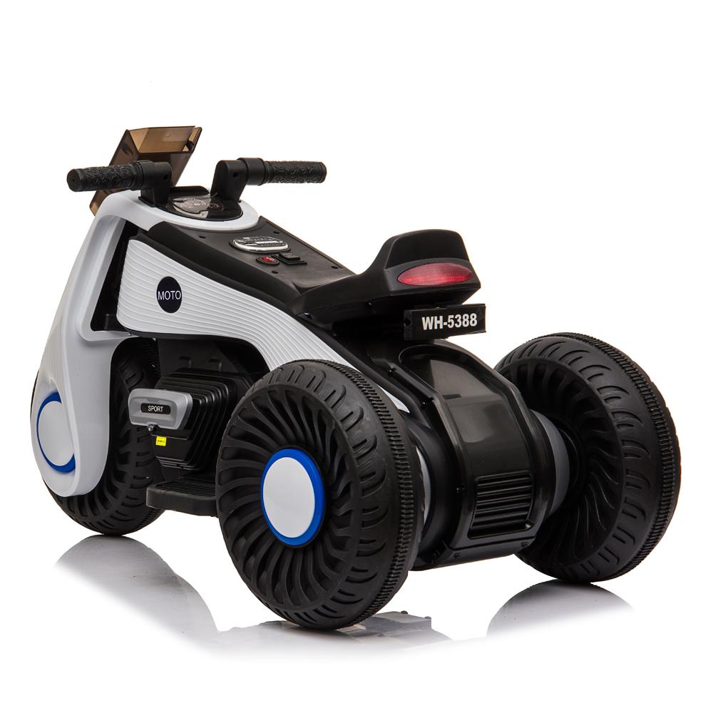 kids Ride On Toys 6 Volt Car, Electric Power Wheels Car with 3 Wheels Double Drive, Electric Motorcycle for 3-6 Years Toddlers, Ride On Cars w/MP3 Function, Thanksgiving Christmas Gift, White, W6945