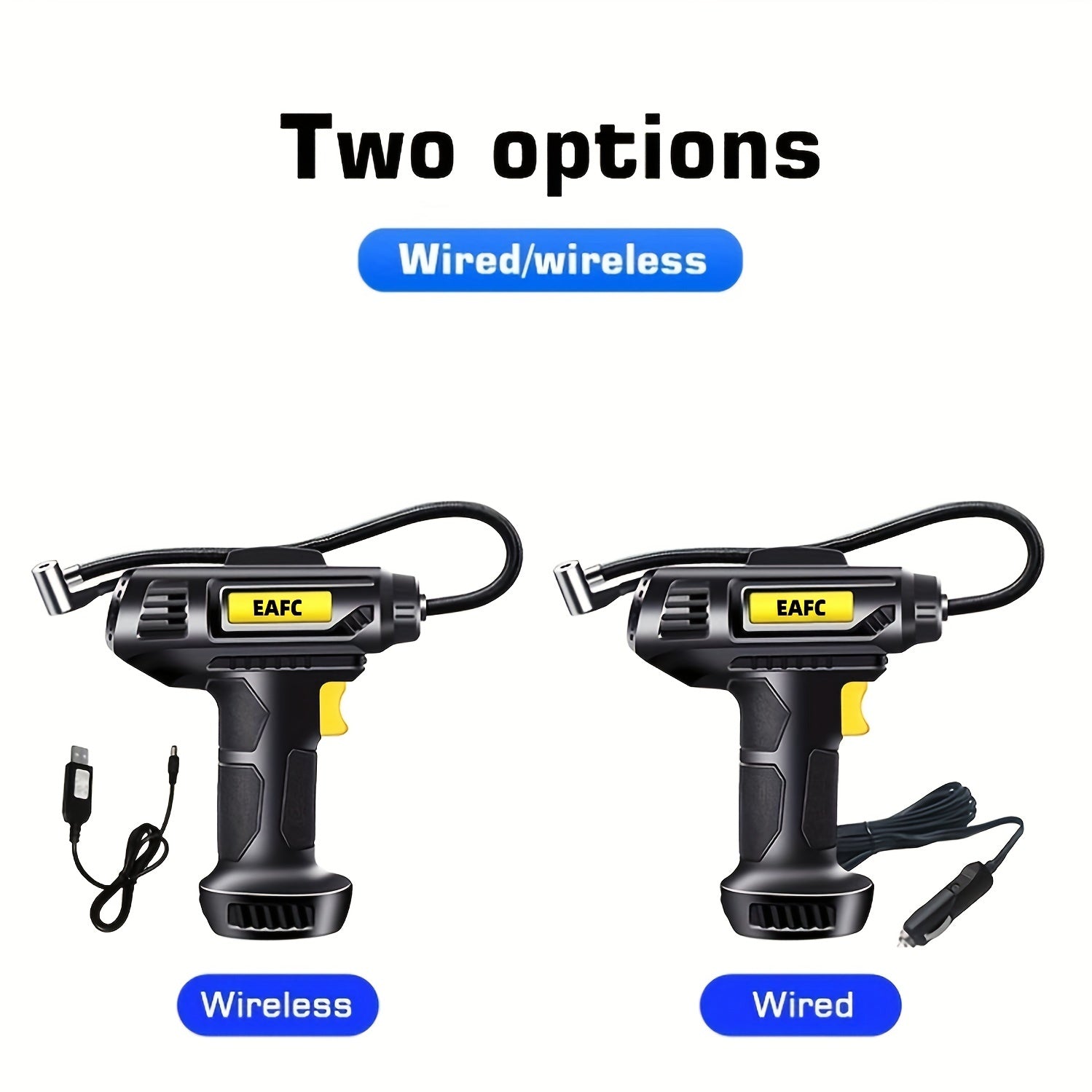 120W Portable Car Air Compressor: Inflate Your Tires With Ease - Wireless &amp; Wired Handheld Pump With LED Light
