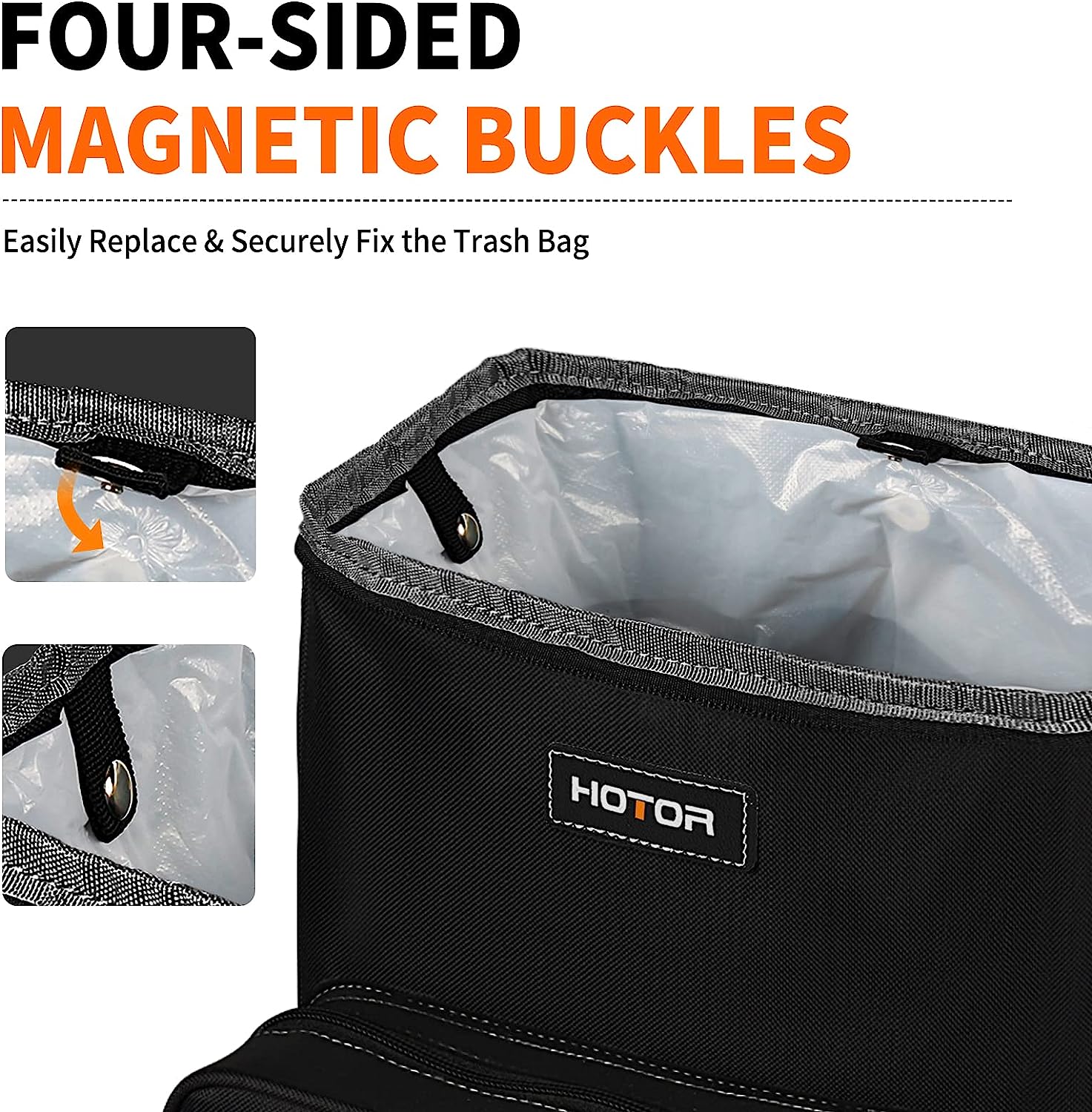 HOTOR Car Trash Can 2.5 Gallon - Handy Tissue Holder, Easy-to-Install Car Accessory Interior, Leak-Proof Organizer and Storage Bag for the Back/Front/Console of Any Cars, Sedans, SUVs &amp; Trucks