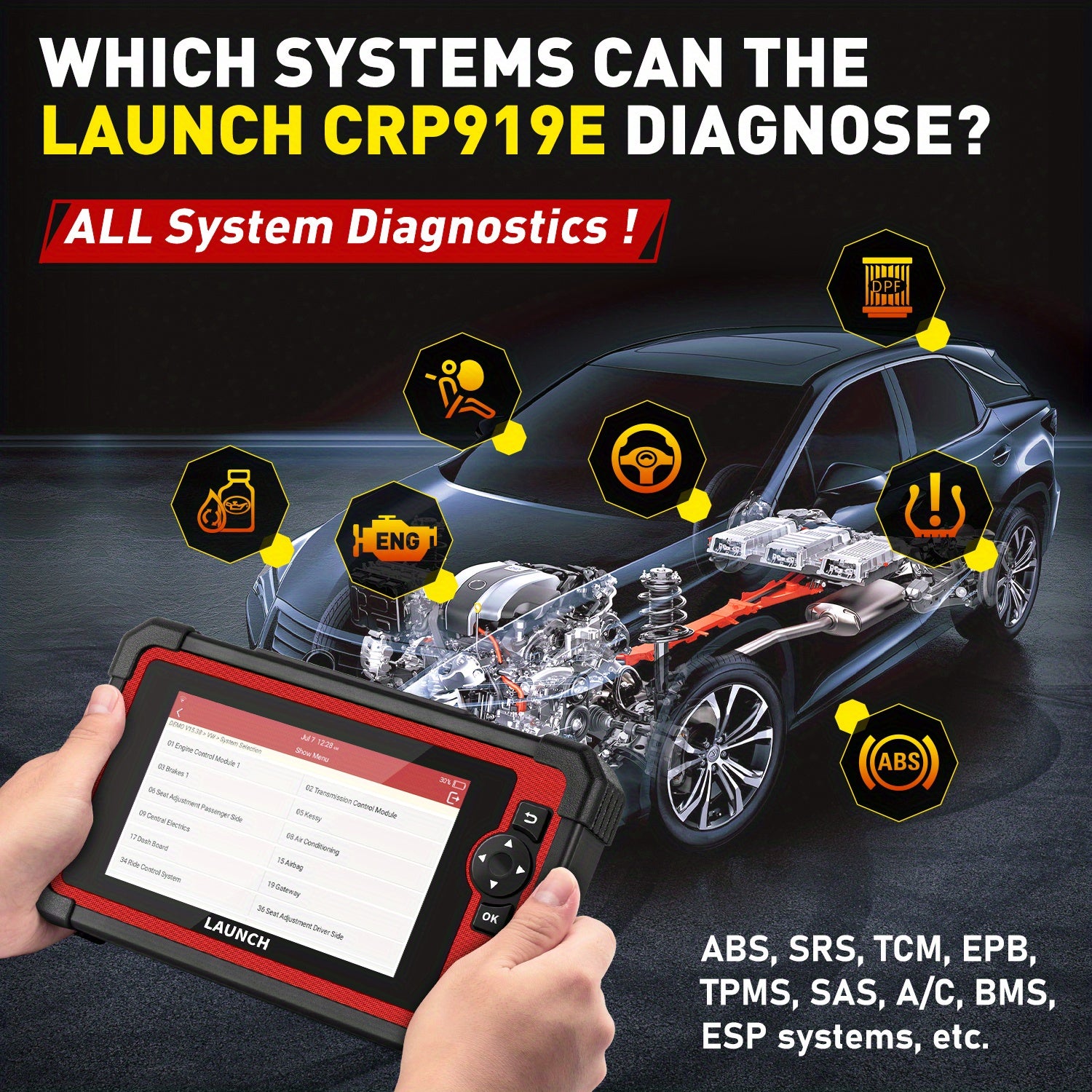 For LAUNCH X431 CRP919E Car Full System Diagnostic Tool Bidirectional Control Coding For Autoauth 31+ Reset OBD2 Scanner 2 Year Update