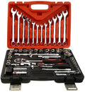 FMOCar Repair Toolbox Combination Set Premium Hand Tool 61 Pcs Auto Repair Tool Set Combination Wrench and Drive Socket Tool Kit Set with Reversible Ratche,Hand Tool Sets